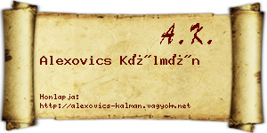 Alexovics Kálmán névjegykártya