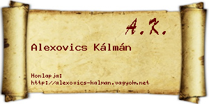 Alexovics Kálmán névjegykártya