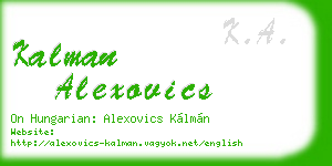 kalman alexovics business card
