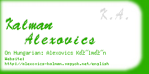 kalman alexovics business card